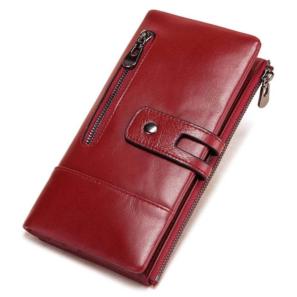KAVIS Large Women Wallets Luxury Long Wallet Fashion Top Quality Genuine Leather Portomonee Rfid Card Holder Walet For Purse
